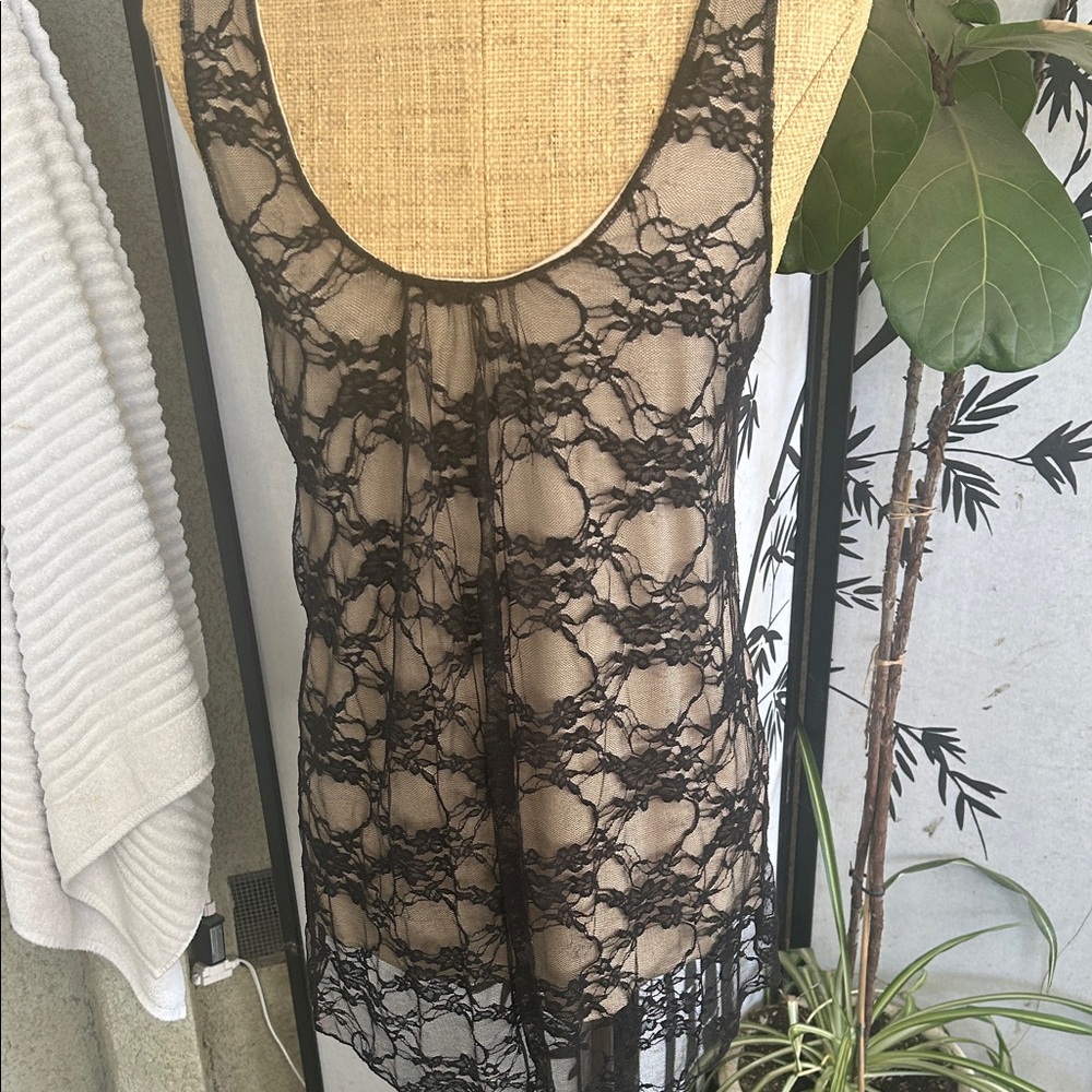 Elegant Black Lace Overlay Tank Top